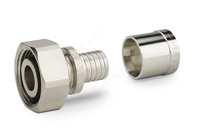 Муфталатуннаяхром.снакиднойгайкой3/4"EKсгильзойдлятрубыPE-Xa/EVOHсразмером16x2.0мм